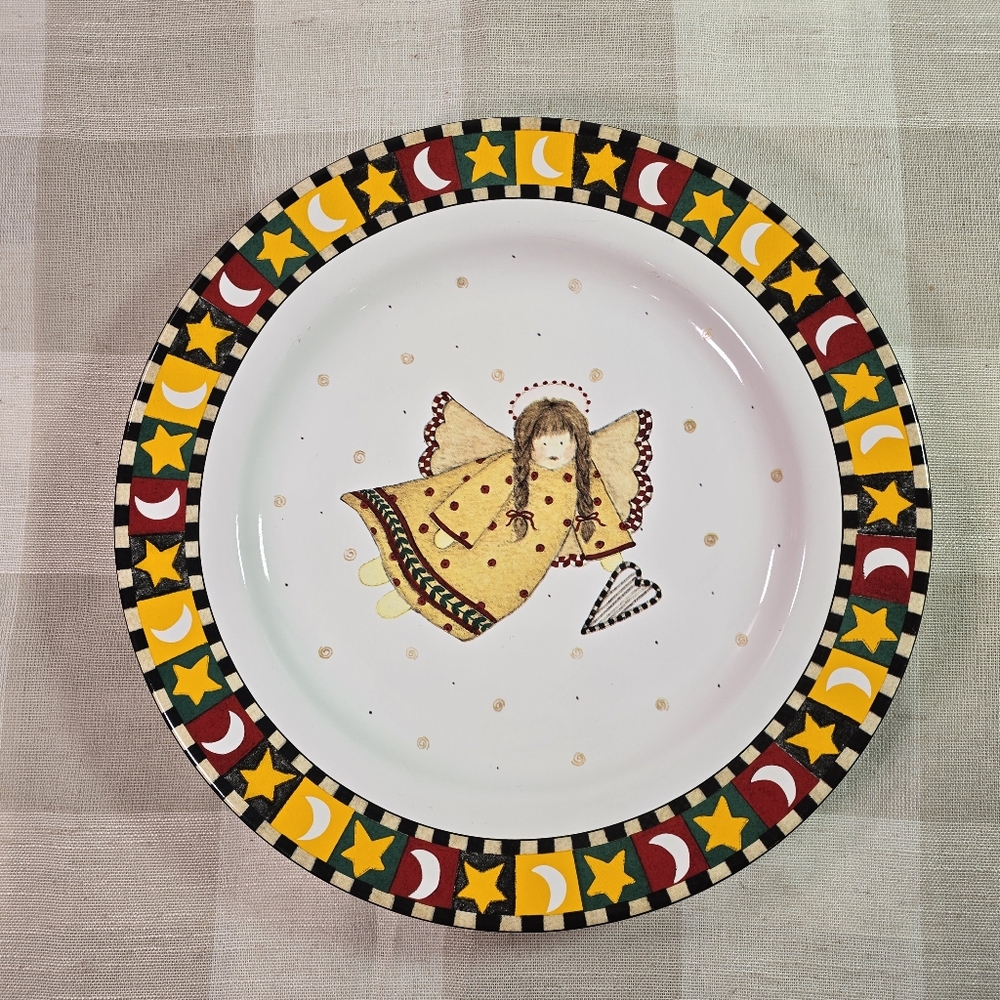 Vintage Sakura Debbie Mumm Gathering of Angels Serving Platter Christmas
